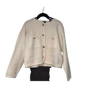 Hunt Club Cream Wool Button Front Cardigan Sweater Womens Large